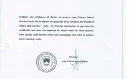 Dankesbrief der Schule